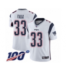 Men's New England Patriots #33 Kevin Faulk White Vapor Untouchable Limited Player 100th Season Football Jersey