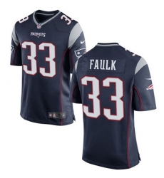 Men's Nike New England Patriots #33 Kevin Faulk Game Navy Blue Team Color NFL Jersey