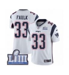 Men's Nike New England Patriots #33 Kevin Faulk White Vapor Untouchable Limited Player Super Bowl LIII Bound NFL Jersey