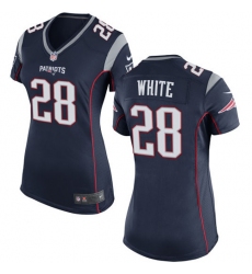 Women's Nike New England Patriots #28 James White Game Navy Blue Team Color NFL Jersey