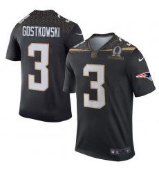 Men's Nike New England Patriots #3 Stephen Gostkowski Elite Black Team Irvin 2016 Pro Bowl NFL Jersey
