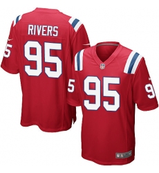 Men's Nike New England Patriots #95 Derek Rivers Game Red Alternate NFL Jersey