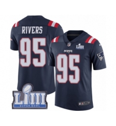 Youth Nike New England Patriots #95 Derek Rivers Limited Navy Blue Rush Vapor Untouchable Super Bowl LIII Bound NFL Jersey