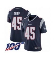 Men's New England Patriots #45 Donald Trump Navy Blue Team Color Vapor Untouchable Limited Player 100th Season Football Jersey