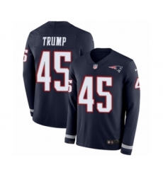 Men's Nike New England Patriots #45 Donald Trump Limited Navy Blue Therma Long Sleeve NFL Jersey