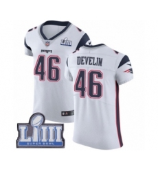 Men's Nike New England Patriots #46 James Develin White Vapor Untouchable Elite Player Super Bowl LIII Bound NFL Jersey