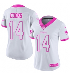 Women's Nike New England Patriots #14 Brandin Cooks Limited White/Pink Rush Fashion NFL Jersey