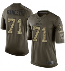 Men's Nike New Orleans Saints #71 Ryan Ramczyk Elite Green Salute to Service NFL Jersey