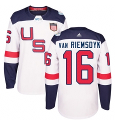 Men's Adidas Team USA #16 James van Riemsdyk Premier White Home 2016 World Cup Ice Hockey Jersey