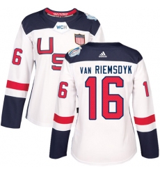 Women's Adidas Team USA #16 James van Riemsdyk Authentic White Home 2016 World Cup Hockey Jersey