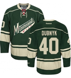 Men's Reebok Minnesota Wild #40 Devan Dubnyk Premier Green Third NHL Jersey