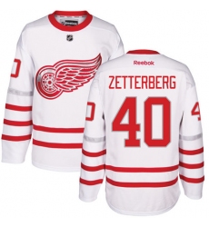 Men's Reebok Detroit Red Wings #40 Henrik Zetterberg Premier White 2017 Centennial Classic NHL Jersey