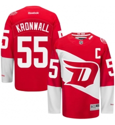 Men's Reebok Detroit Red Wings #55 Niklas Kronwall Authentic Red 2016 Stadium Series NHL Jersey