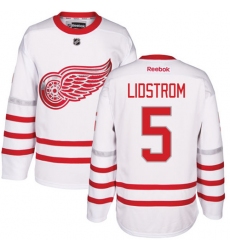 Men's Reebok Detroit Red Wings #5 Nicklas Lidstrom Premier White 2017 Centennial Classic NHL Jersey