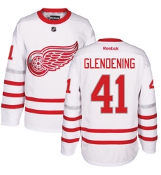 Men's Reebok Detroit Red Wings #41 Luke Glendening Authentic White 2017 Centennial Classic NHL Jersey