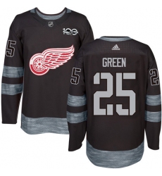 Men's Adidas Detroit Red Wings #25 Mike Green Authentic Black 1917-2017 100th Anniversary NHL Jersey