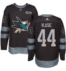Men's Adidas San Jose Sharks #44 Marc-Edouard Vlasic Authentic Black 1917-2017 100th Anniversary NHL Jersey