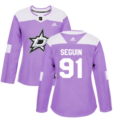 Women's Adidas Dallas Stars #91 Tyler Seguin Authentic Purple Fights Cancer Practice NHL Jersey