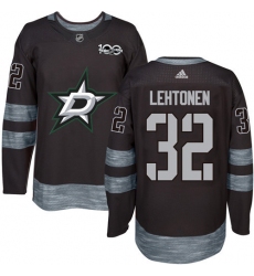 Men's Adidas Dallas Stars #32 Kari Lehtonen Premier Black 1917-2017 100th Anniversary NHL Jersey