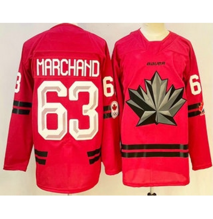 Men's Canada Hockey #63 Brad Marchand Red 2026 Olympics Authentic Jersey