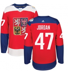 Men's Adidas Team Czech Republic #47 Michal Jordan Authentic Red Away 2016 World Cup of Hockey Jersey