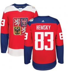 Men's Adidas Team Czech Republic #83 Ales Hemsky Authentic Red Away 2016 World Cup of Hockey Jersey