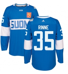Men's Adidas Team Finland #35 Pekka Rinne Premier Blue Away 2016 World Cup of Hockey Jersey