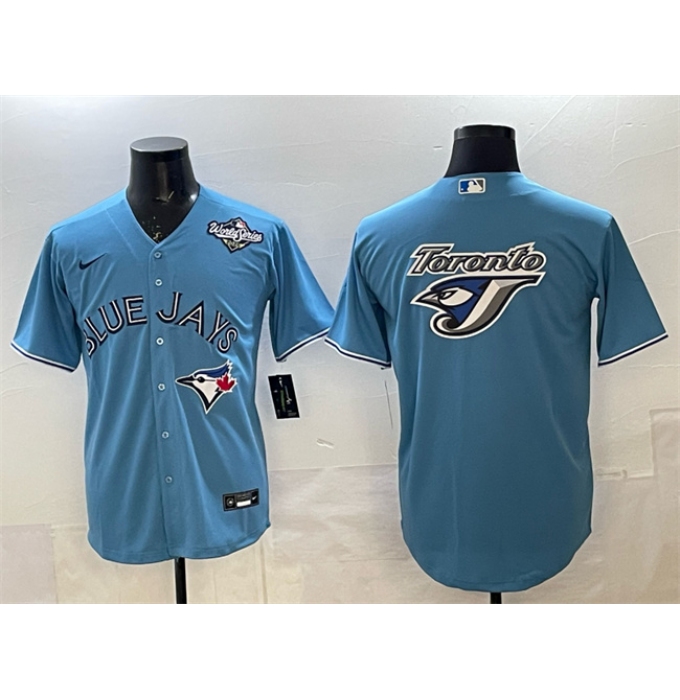 Men's Toronto Blue Jays Team Big Logo Blue 2025 World Series Home Cool Base Stitched Baseball Jersey