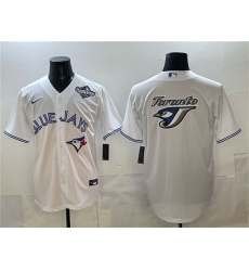 Men's Toronto Blue Jays Team Big Logo White 2025 World Series Home Cool Base Stitched Baseball Jersey