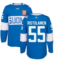 Men's Adidas Team Finland #55 Rasmus Ristolainen Premier Blue Away 2016 World Cup of Hockey Jersey