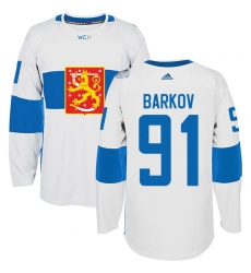 Men's Adidas Team Finland #91 Aleksander Barkov Authentic White Home 2016 World Cup of Hockey Jersey
