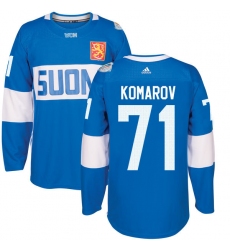 Men's Adidas Team Finland #71 Leo Komarov Authentic Blue Away 2016 World Cup of Hockey Jersey