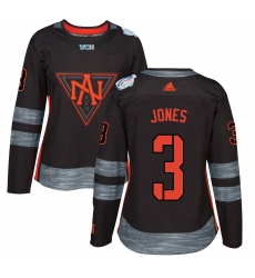 Women's Adidas Team North America #3 Seth Jones Authentic Black Away 2016 World Cup of Hockey Jersey