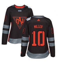 Women's Adidas Team North America #10 J. T. Miller Authentic Black Away 2016 World Cup of Hockey Jersey