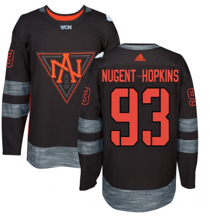 Youth Adidas Team North America #93 Ryan Nugent-Hopkins Premier Black Away 2016 World Cup of Hockey Jersey