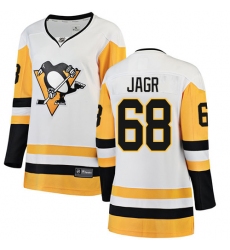 Women's Pittsburgh Penguins #68 Jaromir Jagr Authentic White Away Fanatics Branded Breakaway NHL Jersey