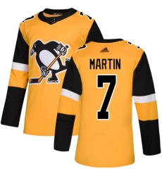 Youth Adidas Pittsburgh Penguins #7 Paul Martin Authentic Gold Alternate NHL Jersey