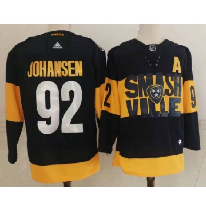 Men's Nashville Predators #92 Ryan Johansen Black 2022 Stadium Series adidas Stitched NHL Jersey