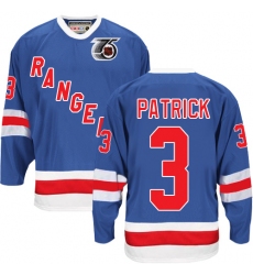 Men's CCM New York Rangers #3 James Patrick Authentic Royal Blue 75TH Throwback NHL Jersey