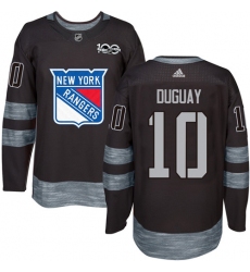 Men's Adidas New York Rangers #10 Ron Duguay Authentic Black 1917-2017 100th Anniversary NHL Jersey