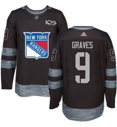 Men's Adidas New York Rangers #9 Adam Graves Authentic Black 1917-2017 100th Anniversary NHL Jersey