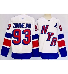 Men's New York Rangers #93 Mika Zibanejad White 2024-25 Stadium Series Stitched Jersey