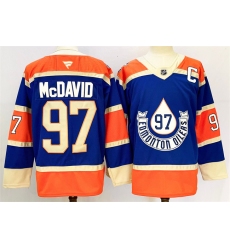 Men's Edmonton Oilers #97 Connor McDavid Royal 2024-25 With C Heritage Classic Primegreen Stitched Jersey