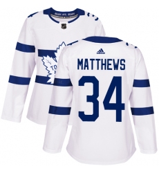 Women's Adidas Toronto Maple Leafs #34 Auston Matthews Authentic White 2018 Stadium Series NHL Jersey