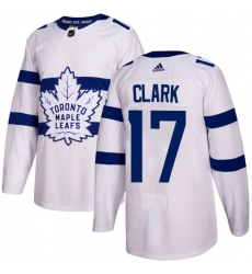 Men's Adidas Toronto Maple Leafs #17 Wendel Clark Authentic White 2018 Stadium Series NHL Jersey