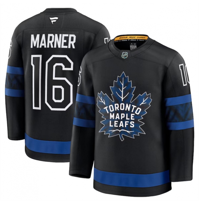 Men's Toronto Maple Leafs #16 Mitchell Marner Black 2024-25 Alternate Stitched Hockey Jersey