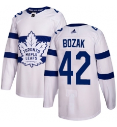 Men's Adidas Toronto Maple Leafs #42 Tyler Bozak Authentic White 2018 Stadium Series NHL Jersey