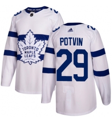 Youth Adidas Toronto Maple Leafs #29 Felix Potvin Authentic White 2018 Stadium Series NHL Jersey