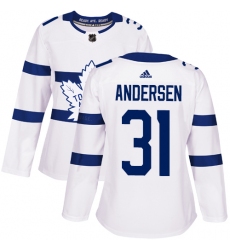 Women's Adidas Toronto Maple Leafs #31 Frederik Andersen Authentic White 2018 Stadium Series NHL Jersey