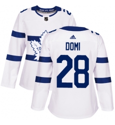 Women's Adidas Toronto Maple Leafs #28 Tie Domi Authentic White 2018 Stadium Series NHL Jersey